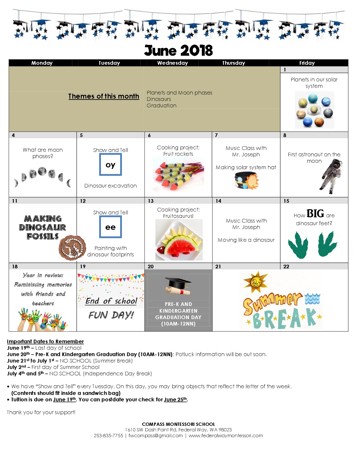 school calendar compass montessori school of federal way fit school calendar
