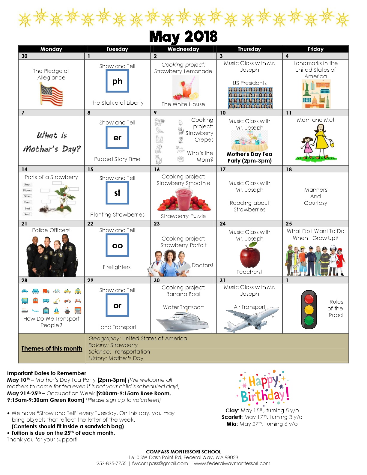 may 2018 calendar compass montessori school of federal way fit school calendar